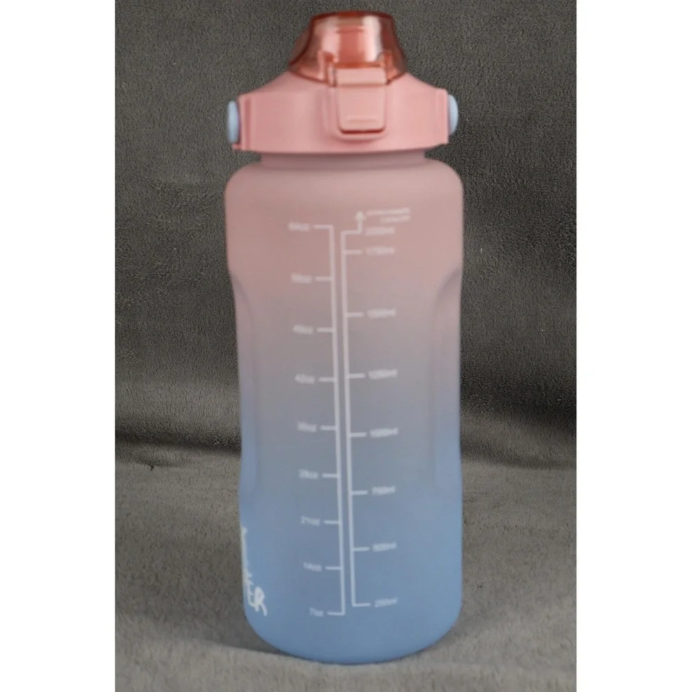 Flask Monster Tumbler Water Bottle 64‎ oz 2000 ml Pink Blue Ombre Straw Handle
